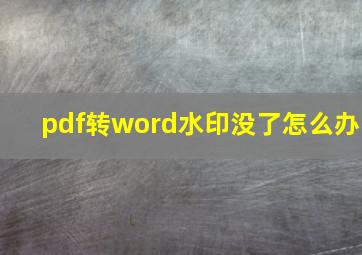 pdf转word水印没了怎么办