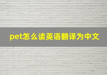 pet怎么读英语翻译为中文