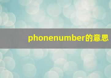 phonenumber的意思