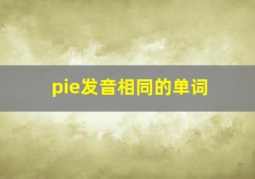 pie发音相同的单词