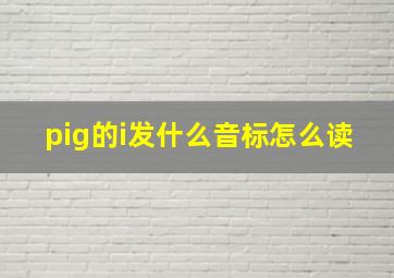 pig的i发什么音标怎么读