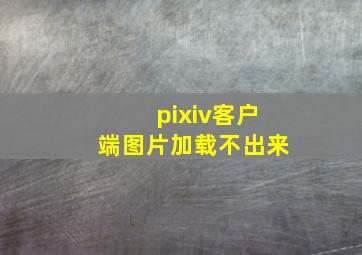 pixiv客户端图片加载不出来