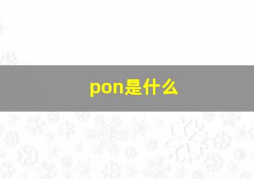 pon是什么