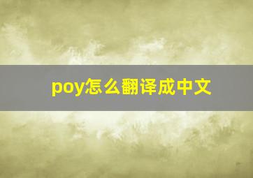 poy怎么翻译成中文