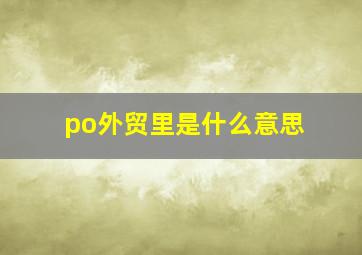 po外贸里是什么意思