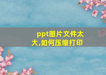 ppt图片文件太大,如何压缩打印