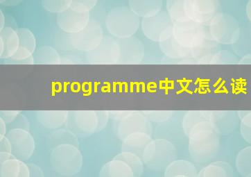 programme中文怎么读