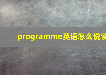 programme英语怎么说读