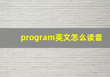 program英文怎么读音