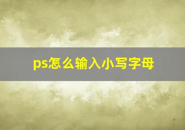 ps怎么输入小写字母