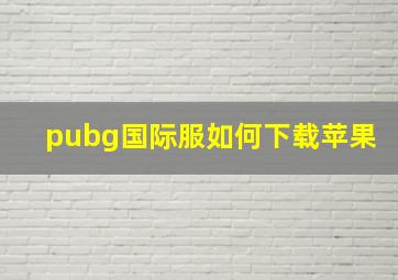 pubg国际服如何下载苹果