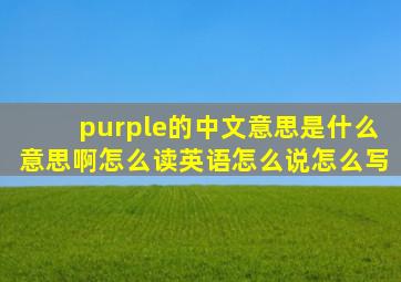 purple的中文意思是什么意思啊怎么读英语怎么说怎么写