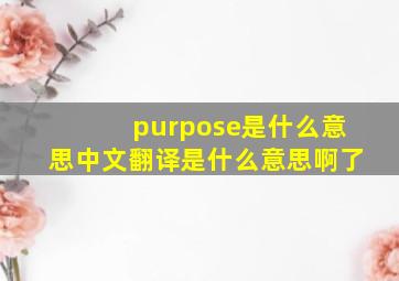 purpose是什么意思中文翻译是什么意思啊了