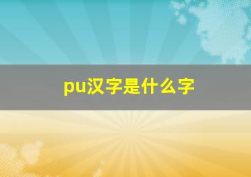 pu汉字是什么字