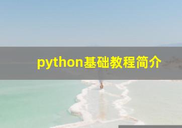 python基础教程简介