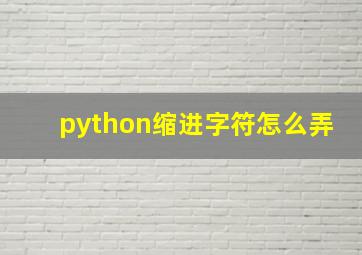 python缩进字符怎么弄