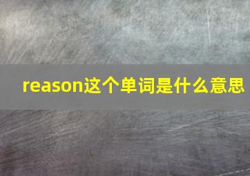 reason这个单词是什么意思