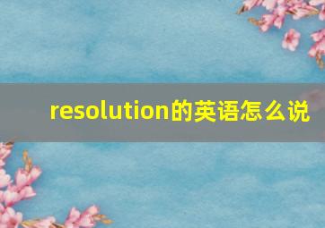 resolution的英语怎么说