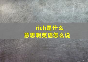 rich是什么意思啊英语怎么说