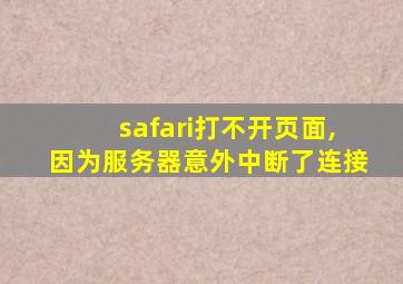 safari打不开页面,因为服务器意外中断了连接