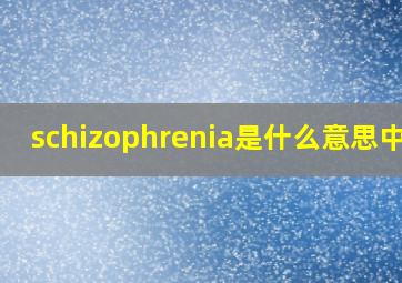 schizophrenia是什么意思中文