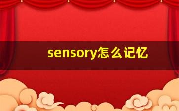 sensory怎么记忆