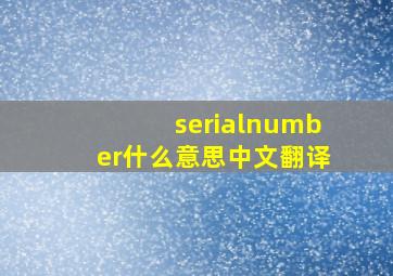 serialnumber什么意思中文翻译