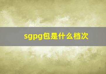 sgpg包是什么档次