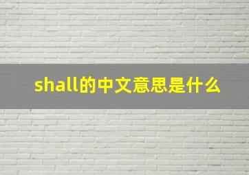 shall的中文意思是什么