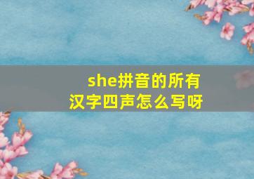 she拼音的所有汉字四声怎么写呀