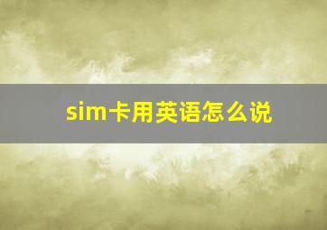 sim卡用英语怎么说