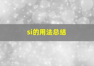 si的用法总结