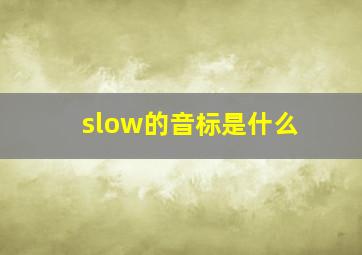 slow的音标是什么