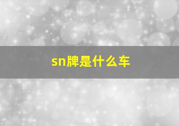 sn牌是什么车