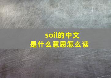 soil的中文是什么意思怎么读