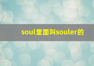 soul里面叫souler的