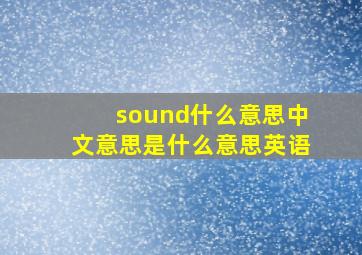 sound什么意思中文意思是什么意思英语