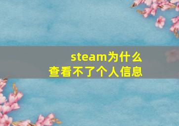 steam为什么查看不了个人信息