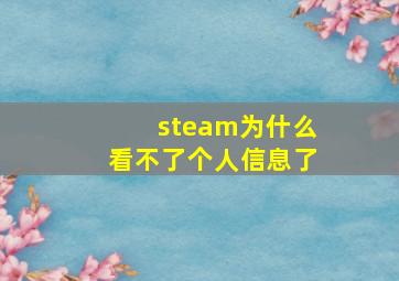 steam为什么看不了个人信息了