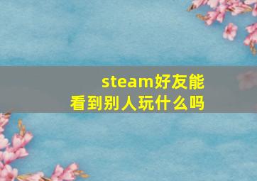 steam好友能看到别人玩什么吗