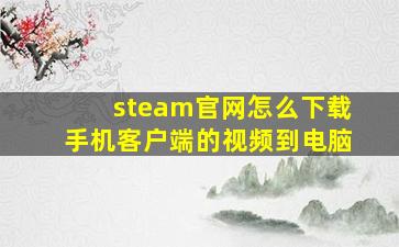 steam官网怎么下载手机客户端的视频到电脑