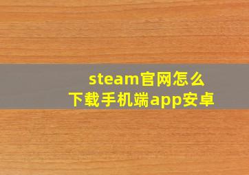 steam官网怎么下载手机端app安卓