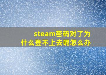 steam密码对了为什么登不上去呢怎么办