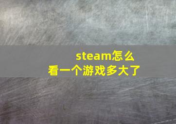 steam怎么看一个游戏多大了