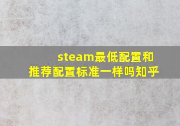 steam最低配置和推荐配置标准一样吗知乎