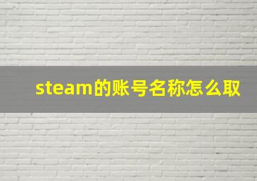 steam的账号名称怎么取