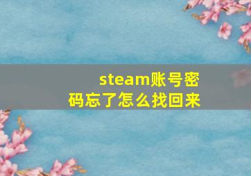 steam账号密码忘了怎么找回来