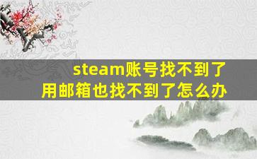 steam账号找不到了用邮箱也找不到了怎么办