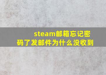 steam邮箱忘记密码了发邮件为什么没收到