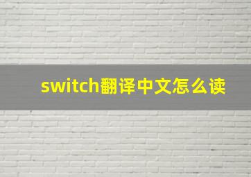 switch翻译中文怎么读